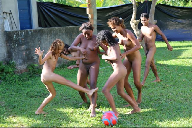 Tropical naked fun and active nudist entertainment
